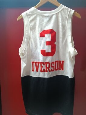 Iverson #3 Two-Tone Basketball Jersey in White and Black
